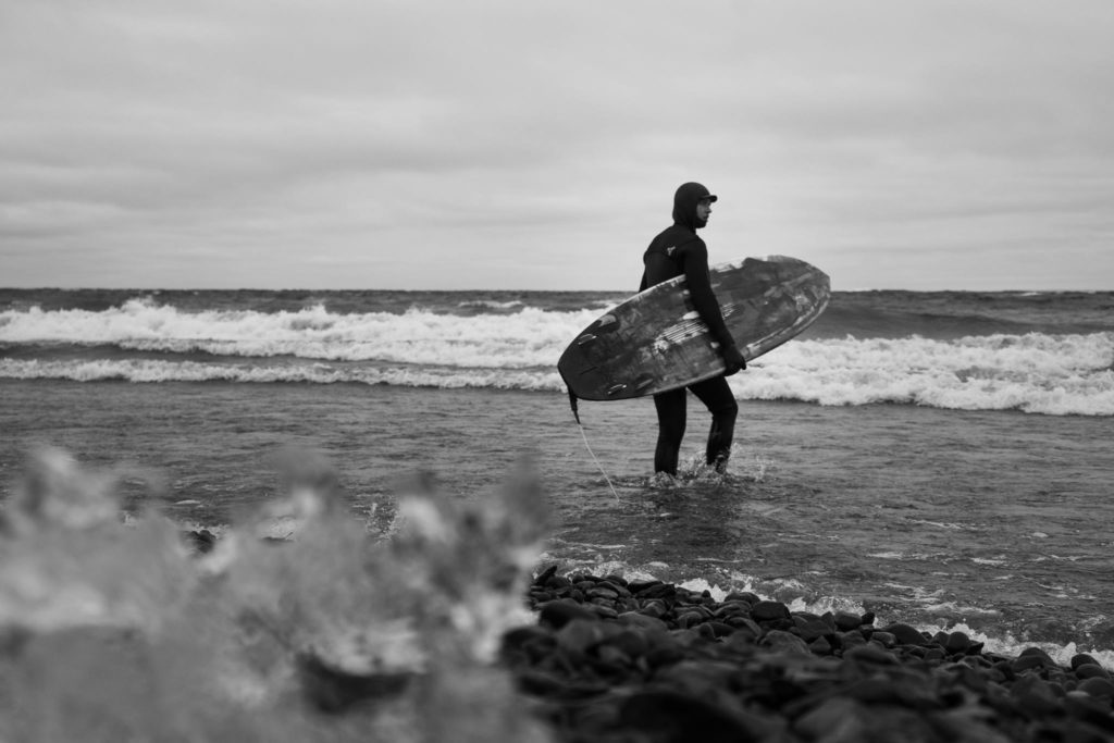 surfer on lake superior