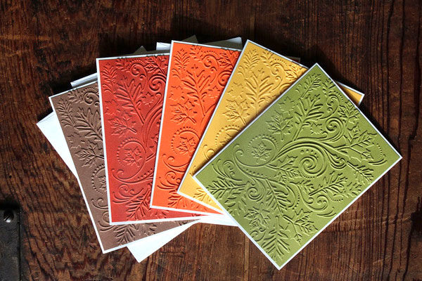 colorful embossed cards
