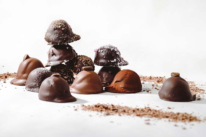 Chocolates arranged artfully.