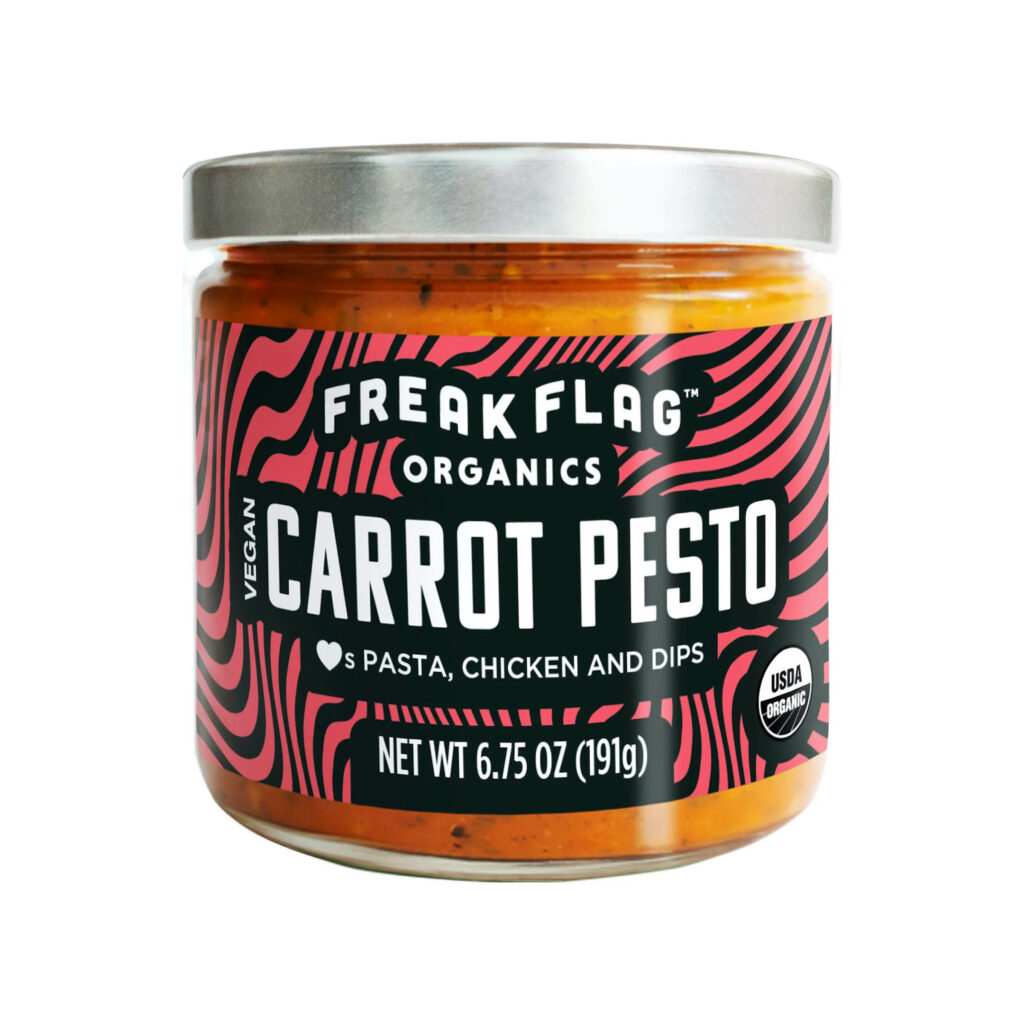 Vegan Carrot Pesto from Freak Flag Organics made using hemp seeds and sweet carrots.