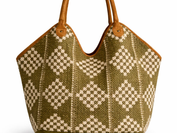 Olive and Cream Large Tote